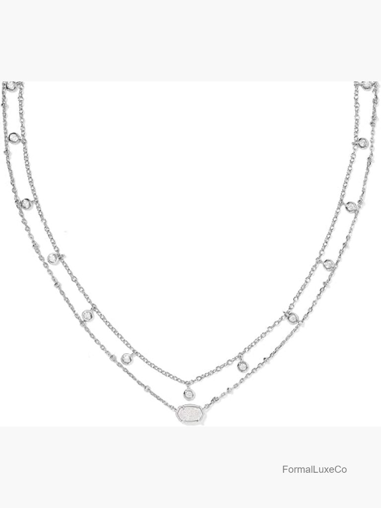 Multi Strand Crystal Pendant Necklace With Sparkle